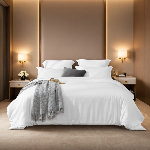 Solid Color Oversized Duvet Cover Set Available In White And Pink.