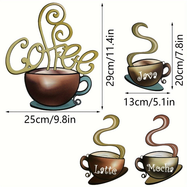Vintage Metal Coffee Mug Wall Decal Rustic Retro Peel And Stick Kitchen