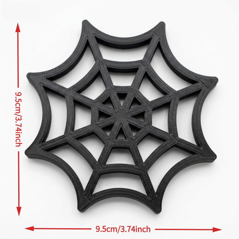 Black Spider Web Cup Coasters, Halloween Gothic Drink Mat, 3D Printed