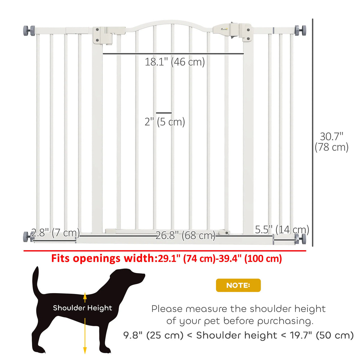 Extra Tall Dog Gate With Door, Pressure Fit, Auto Close, Double Locking
