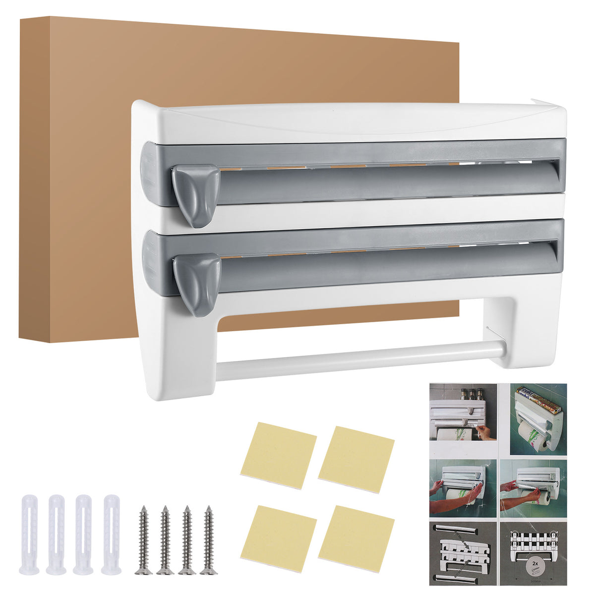 1Pc Kitchen Roll Dispenser Paper Roll Holder Plastic Wrap Film Foil