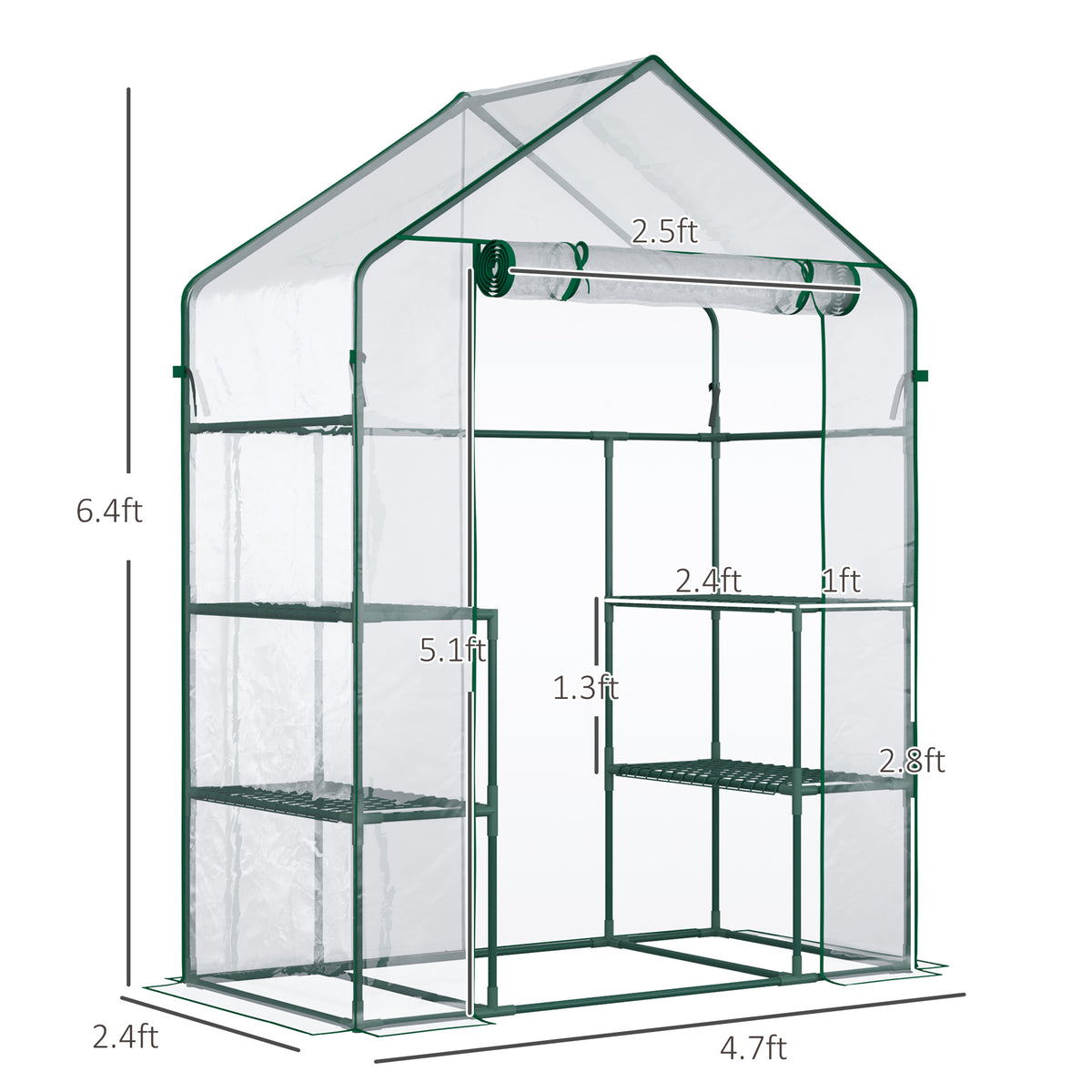 5' X 2.5' X 6.5' Mini Walk-in Greenhouse Kit, Portable Green House