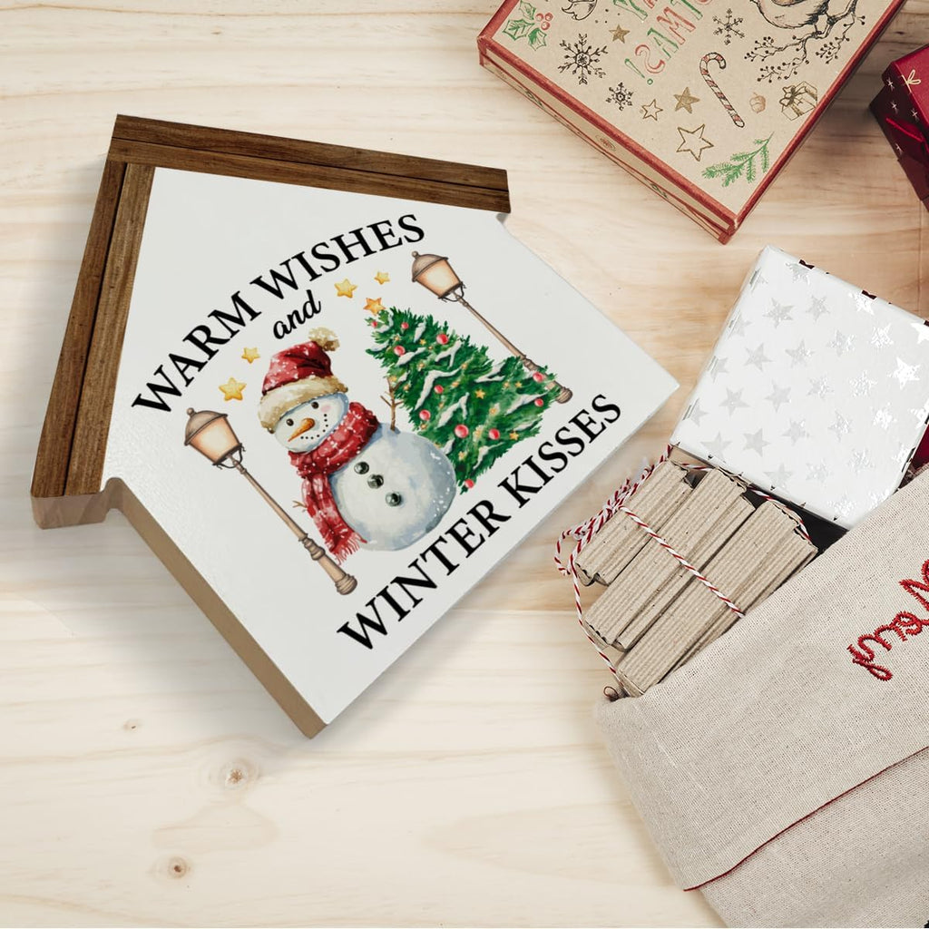 Winter Christmas Home Decor, Snowman Warm Wishes Winter Kisses House