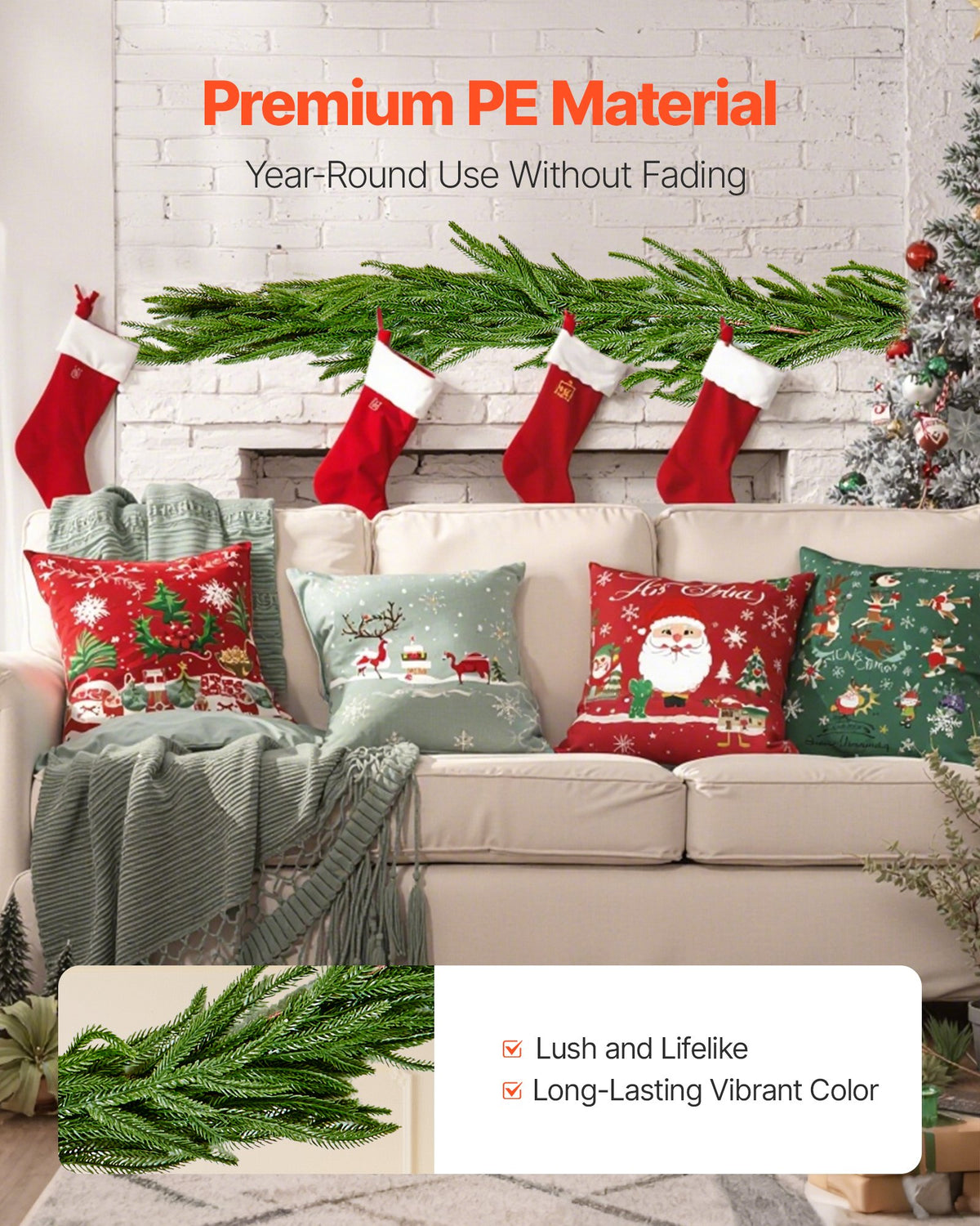 Faux Norfolk Pine Garland, 6 or 9 ft