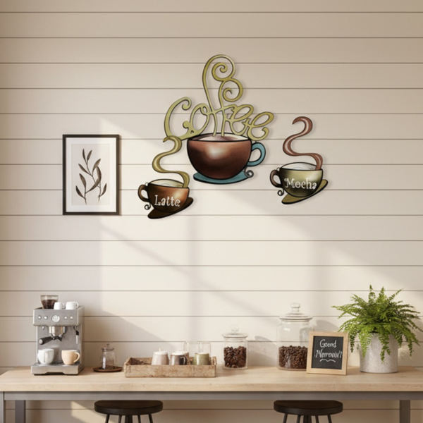 Vintage Metal Coffee Mug Wall Decal Rustic Retro Peel And Stick Kitchen