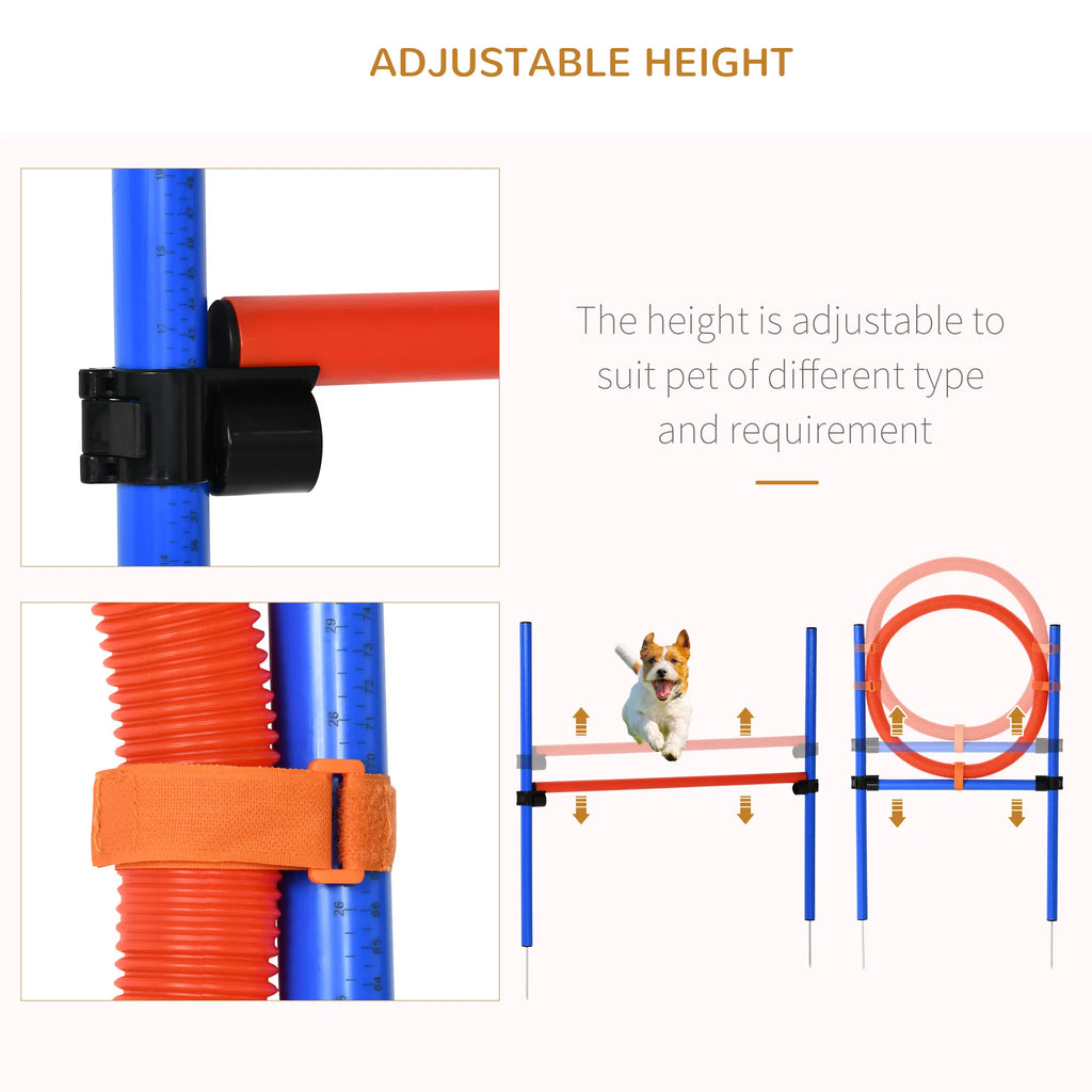 Dog Pet Agility Training Kit High Jump Weave Pole Ring Obedience