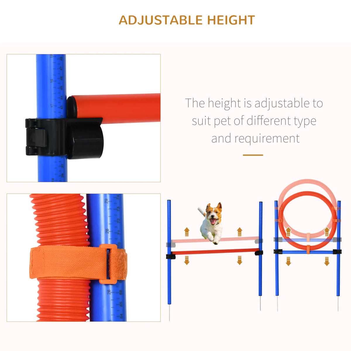 Dog Pet Agility Training Kit High Jump Weave Pole Ring Obedience