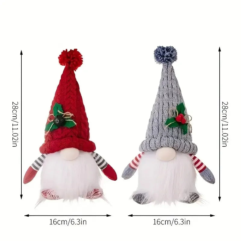 2pcs Red & Gray Gnome Figurine Set - Heavy-duty Plastic/ Indoor