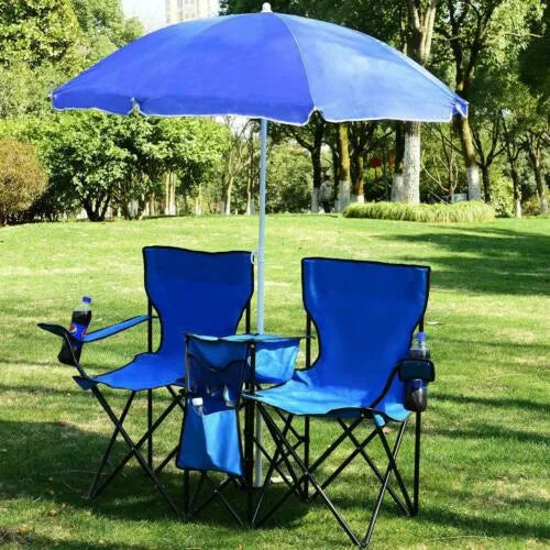 2-Seat Folding Chair with Removable Umbrella
