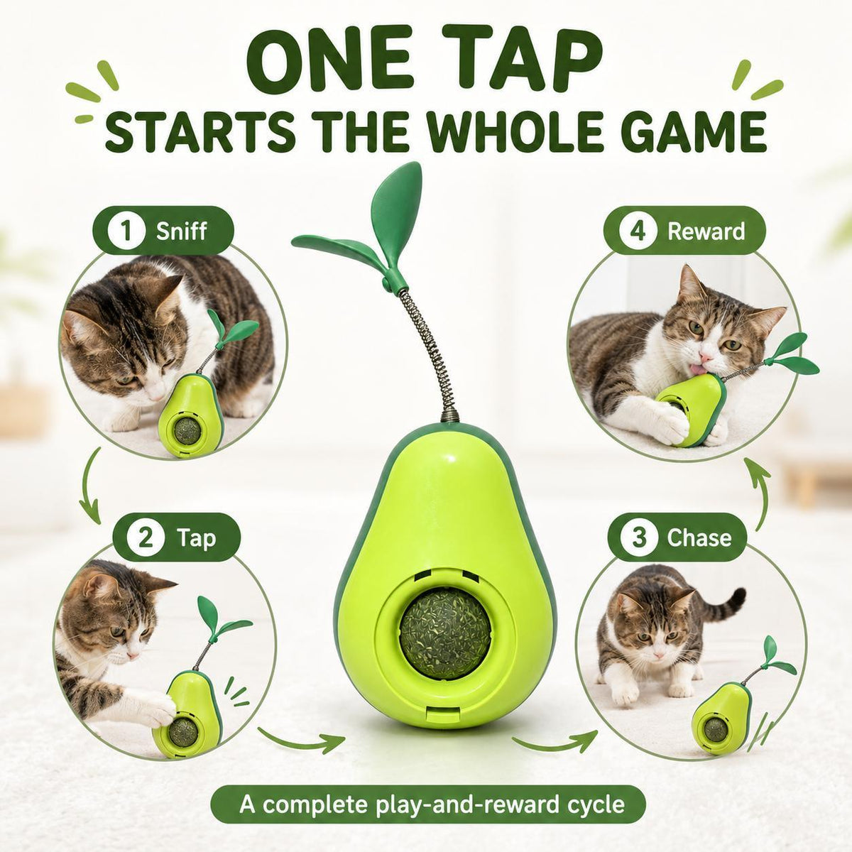 Avocado-shaped Cat Tumbler Toy Interactive Wobble Toy That Self-rights