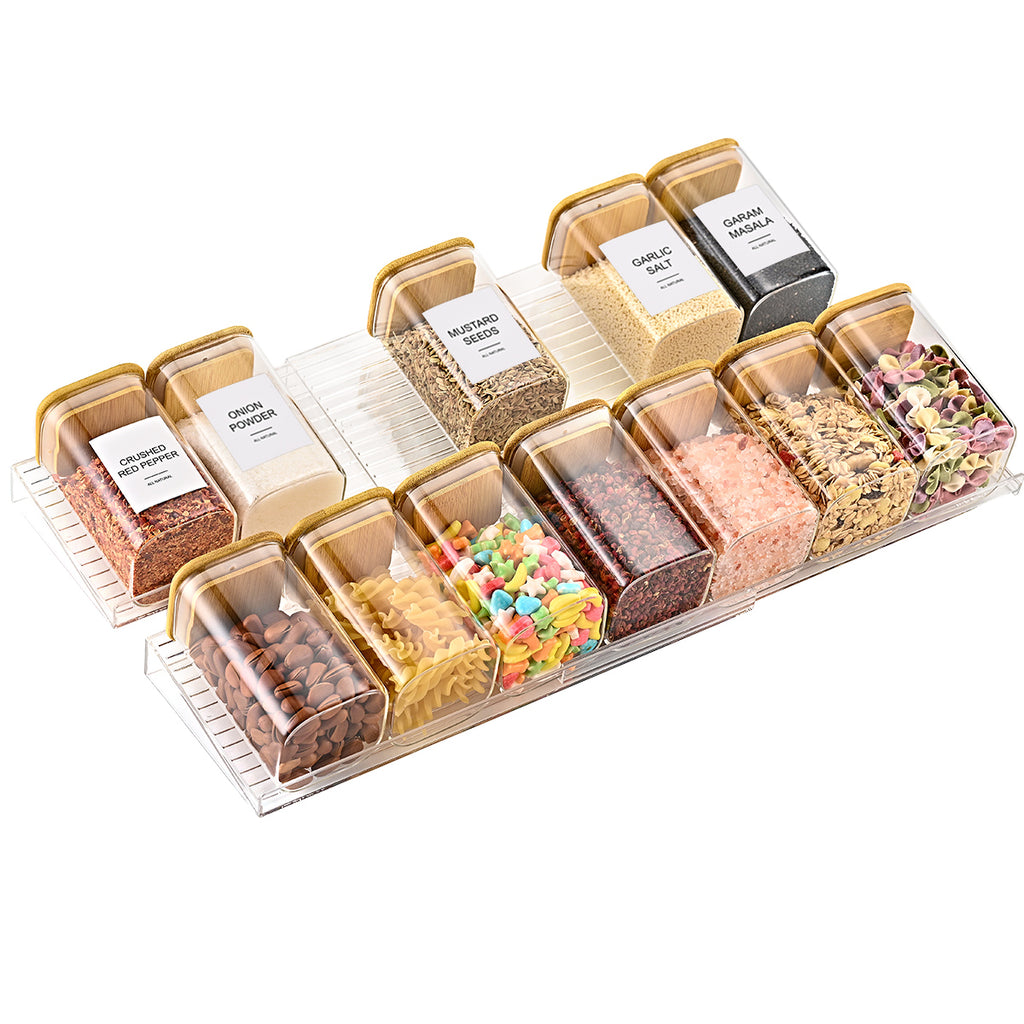 4 Pcs Multi Layer Seasoning Storage Rack, Stepped Spice Bottle Display
