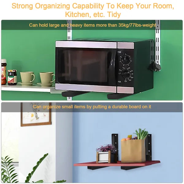 L-shaped Microwave Wall Mount Shelf, Rust Resistant Carbon Steel