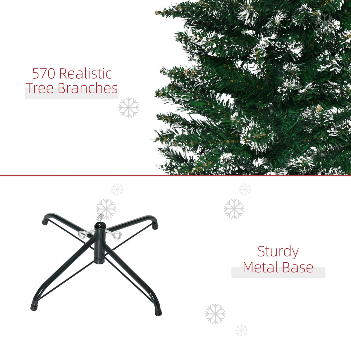 6FT Artificial Snow Dipped Christmas Tree Xmas Pencil Tree Holiday Home