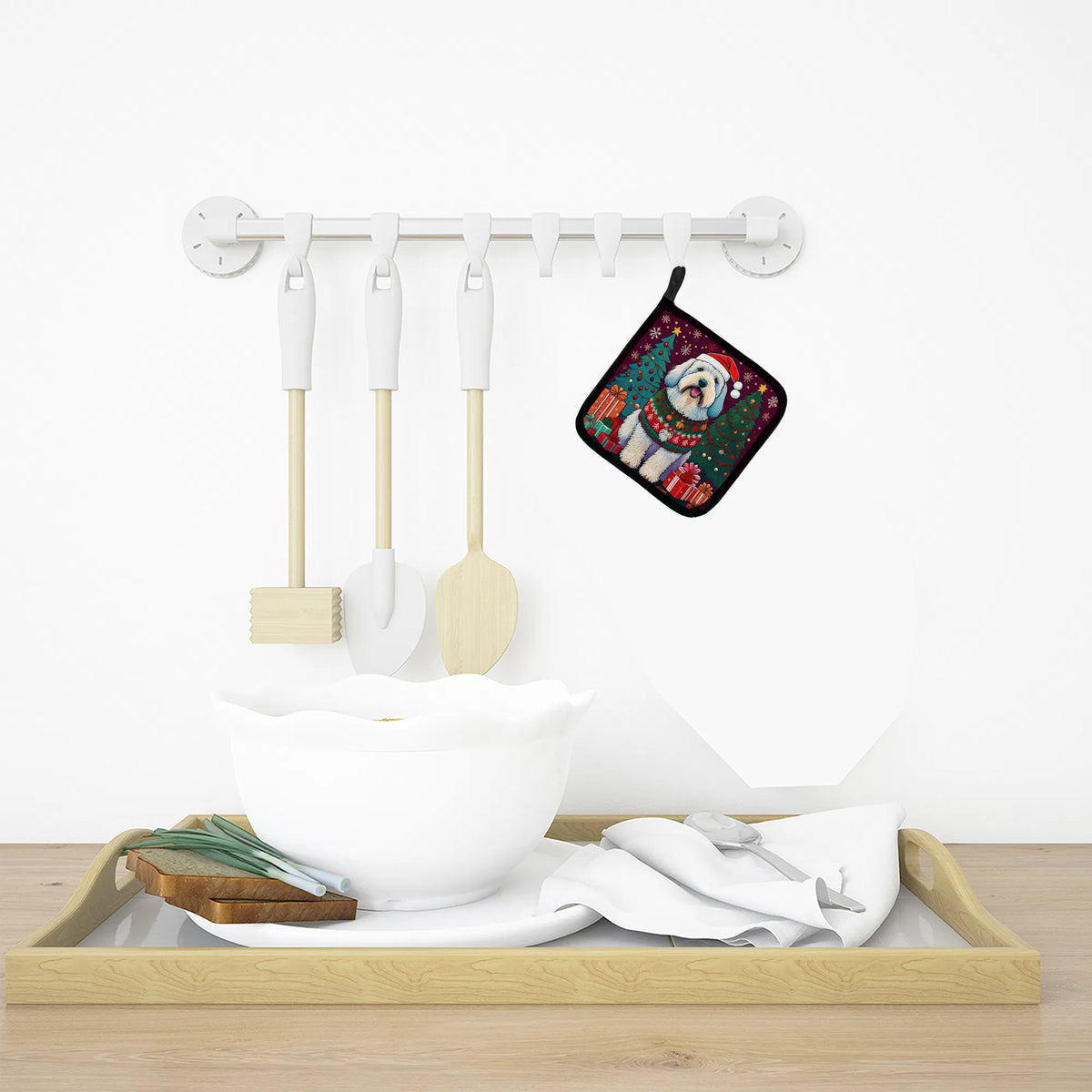 Old English Sheepdog Christmas Pair Of Pot Holders Kitchen Heat