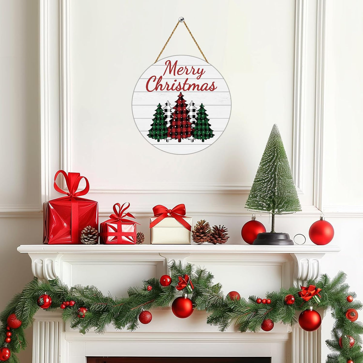 Christmas Decorations Indoor, Festive Christmas Wreath & Door
