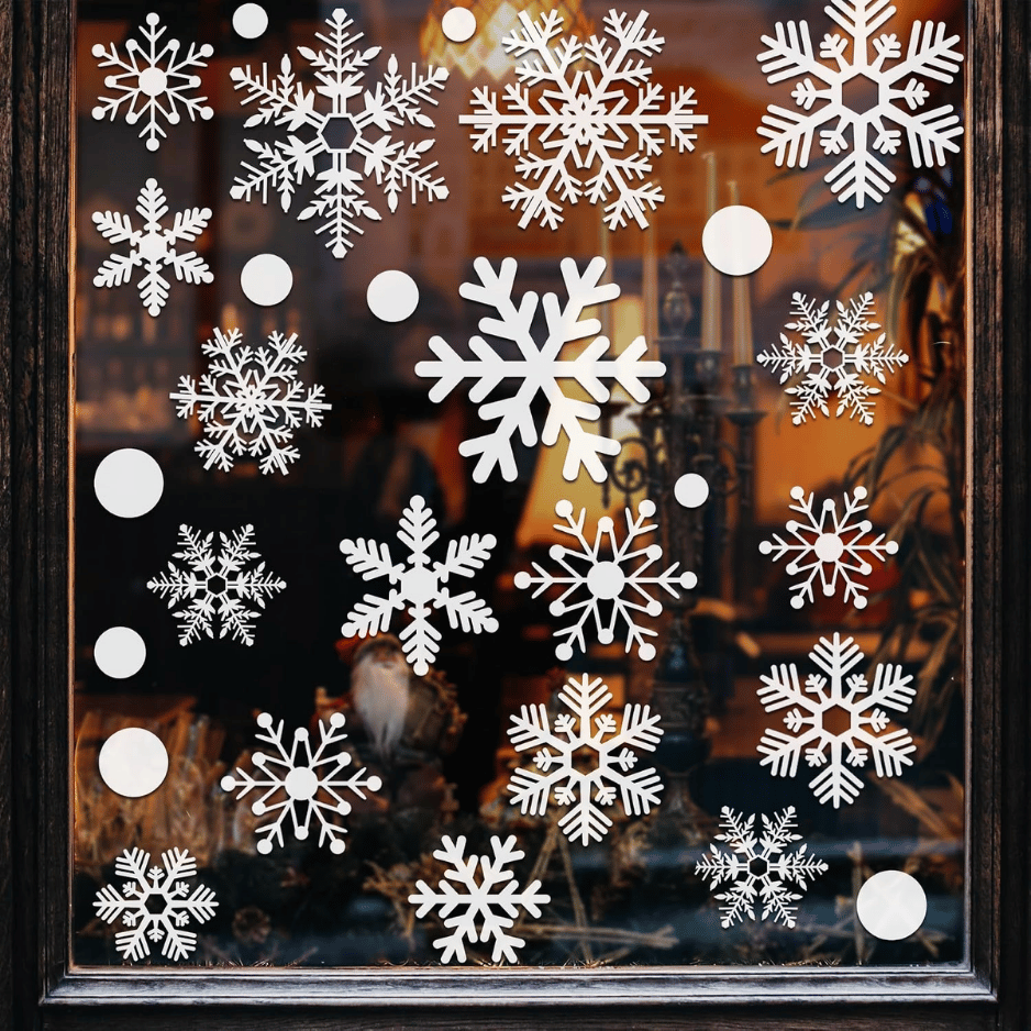 321pcs Christmas Window Decals - 9 Sheets Of Snowflakes, Winter