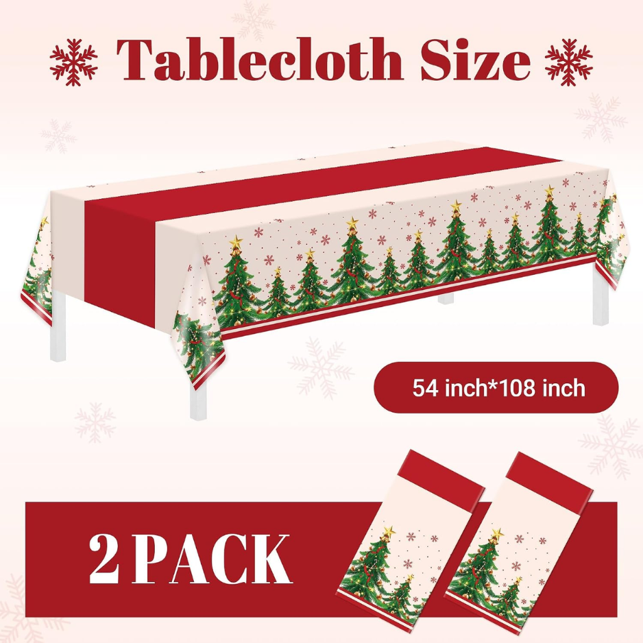 2 Pack Christmas Tablecloths,christmas Party Decoration,54 X 108 Inch