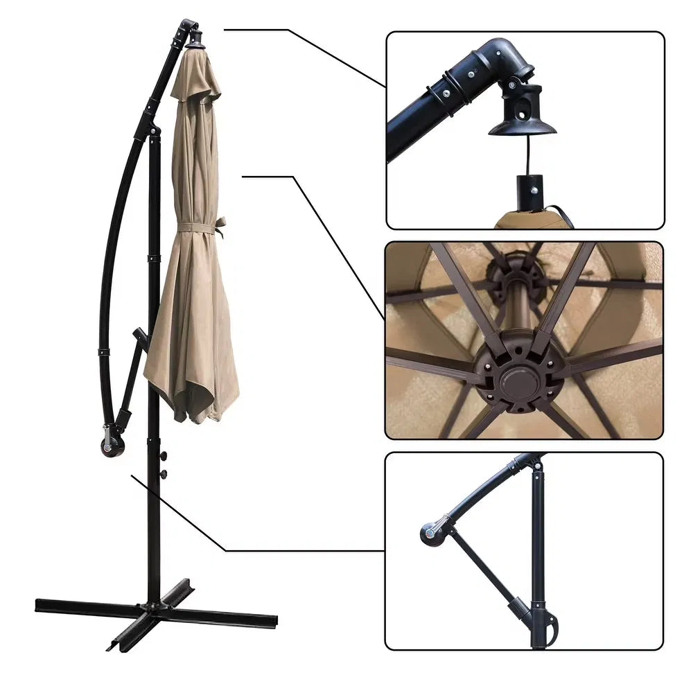 10ft Outdoor Hanging Offset Cantilever Umbrella With Crank - Tan