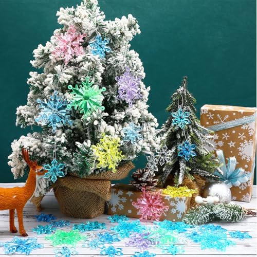 60PcsChristmas Winter Snowflake Ornaments Winter Snowflakehanging