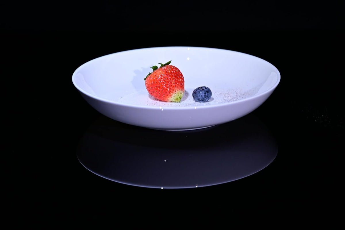 Lily Bone China Dinnerware Set, 4 Pieces, 8.5-inch White Pasta, Salad