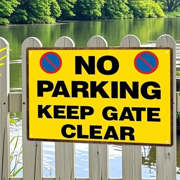 Vintage No Parking Keep Gate Clear Metal Sign" Heavy-duty Iron Warning