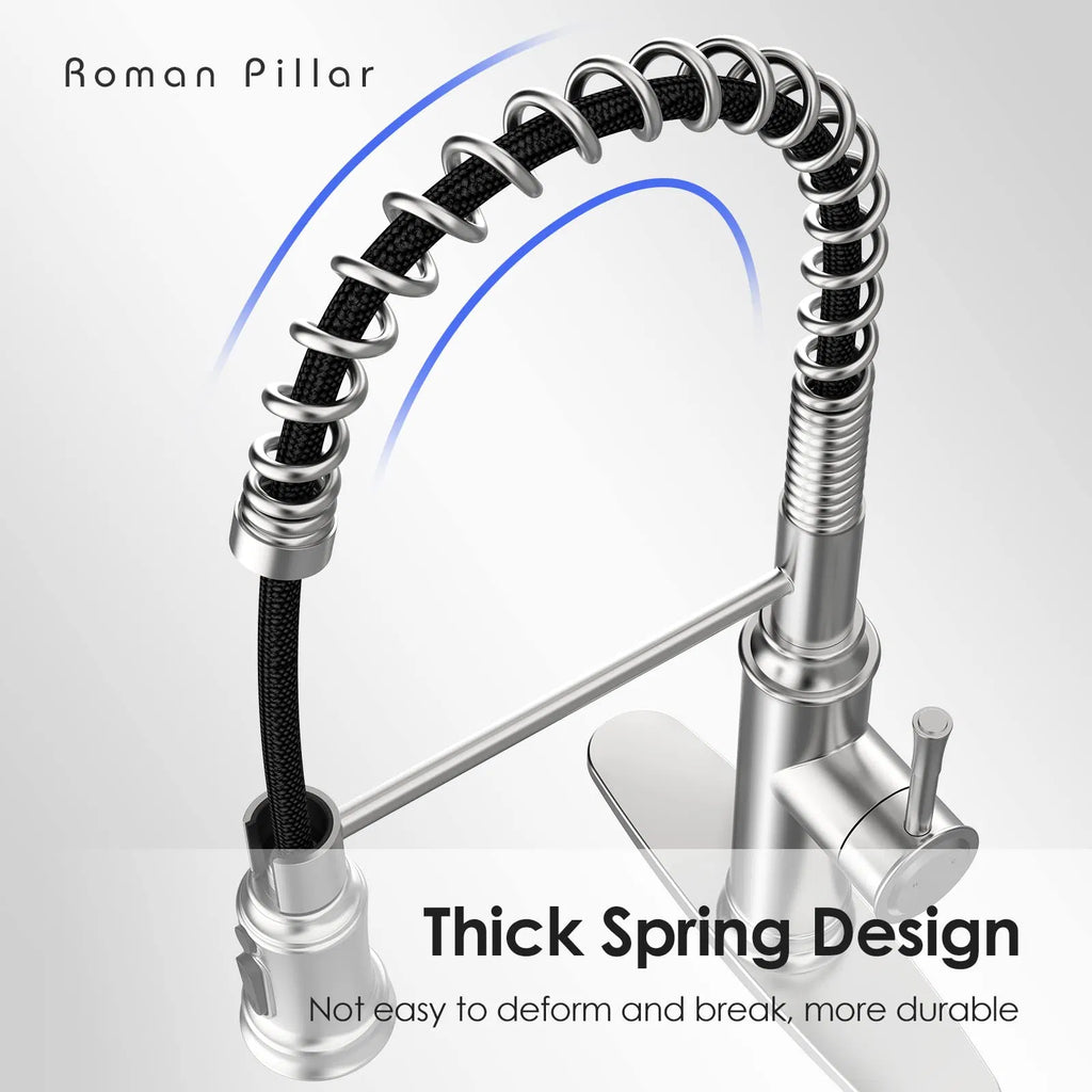 Kitchen Faucet - Spring Kitchen Sink Faucet With 3 Modes Pull Down
