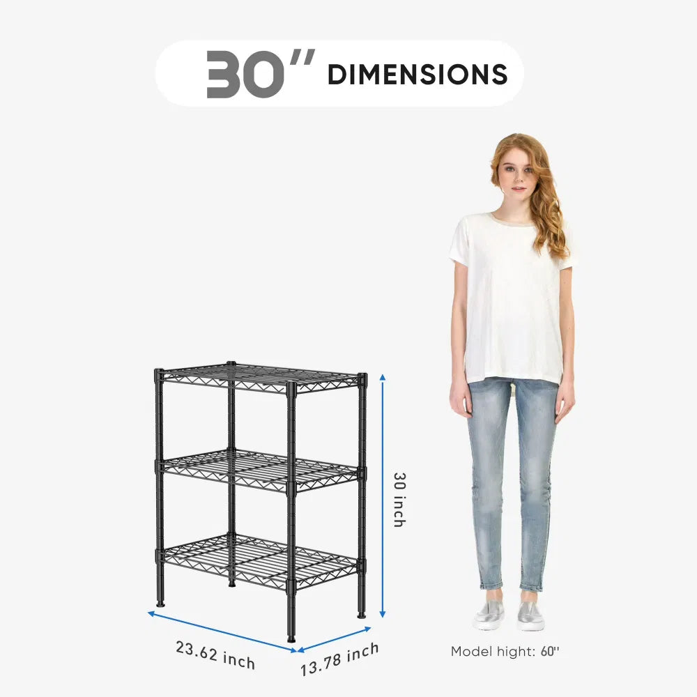 3-TierStorageShelf Unit,31-Inch Metal Wire Shelving Rack ,adjustable