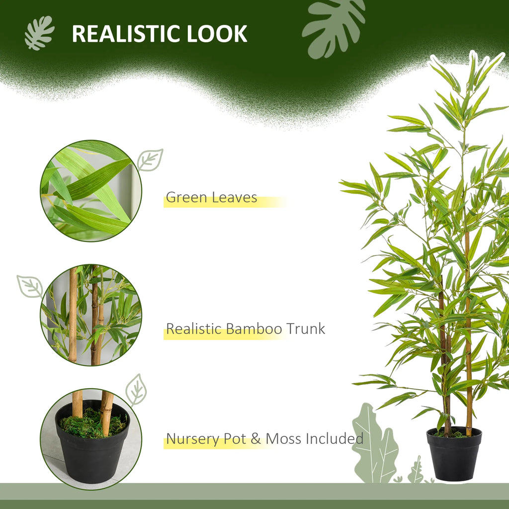 Artificial Bamboo Tree, 4ft Fake Tree With Realistic Leaf And Natural
