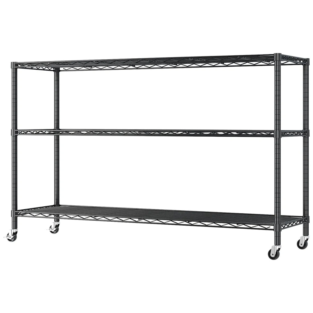 3-tier, Adjustable Shelf Spacing, With Adjustable Feet And Wheels, Iron
