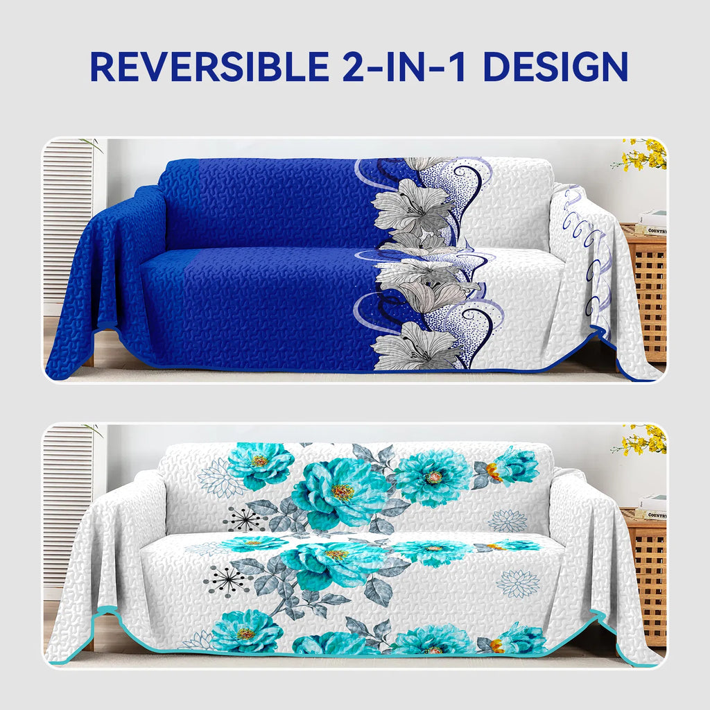 Reversible Quilted Sofa Bed Cover - Microfiber Sofa Protector