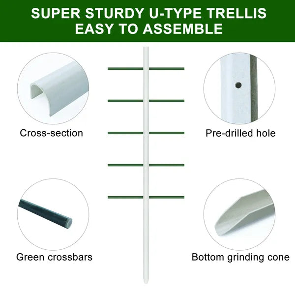6FT*2FT 2PC This White U-shaped Tube Climbing Trellis Is Simple