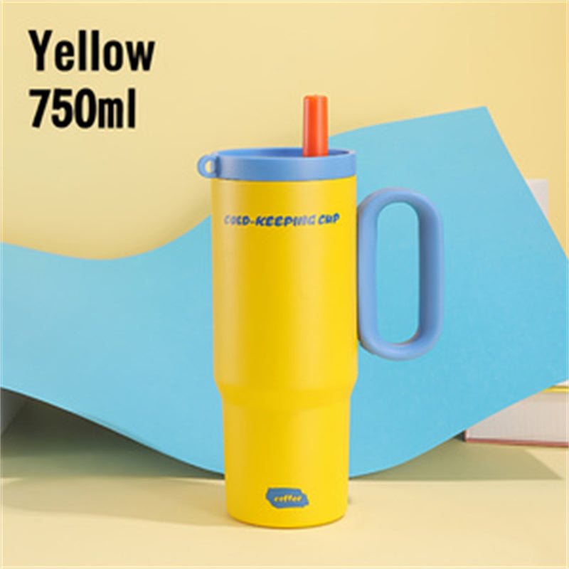 26oz Insulated Tumbler With Handle & Straw, Stainless Steel Cold Cup