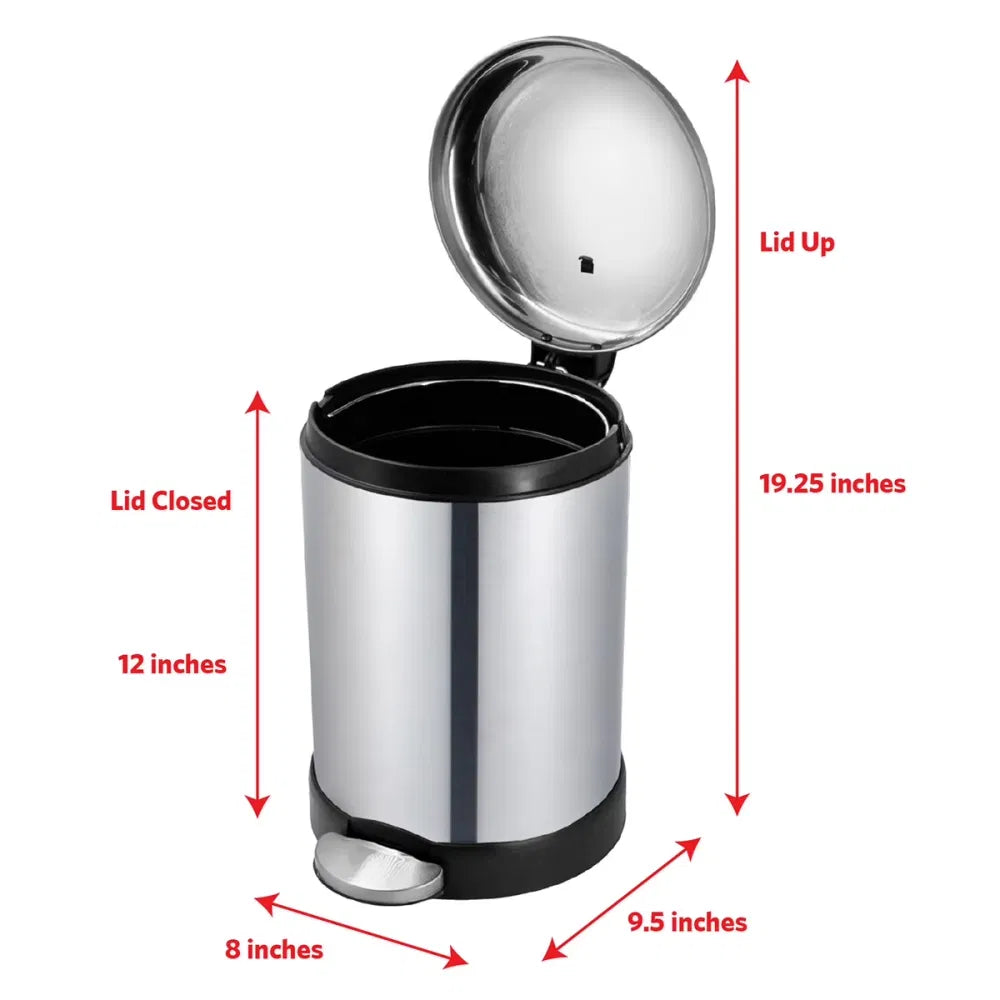 Bathroom Trash Can, 1.2 Gallon Stainless Steel Small Step Garbage Bin