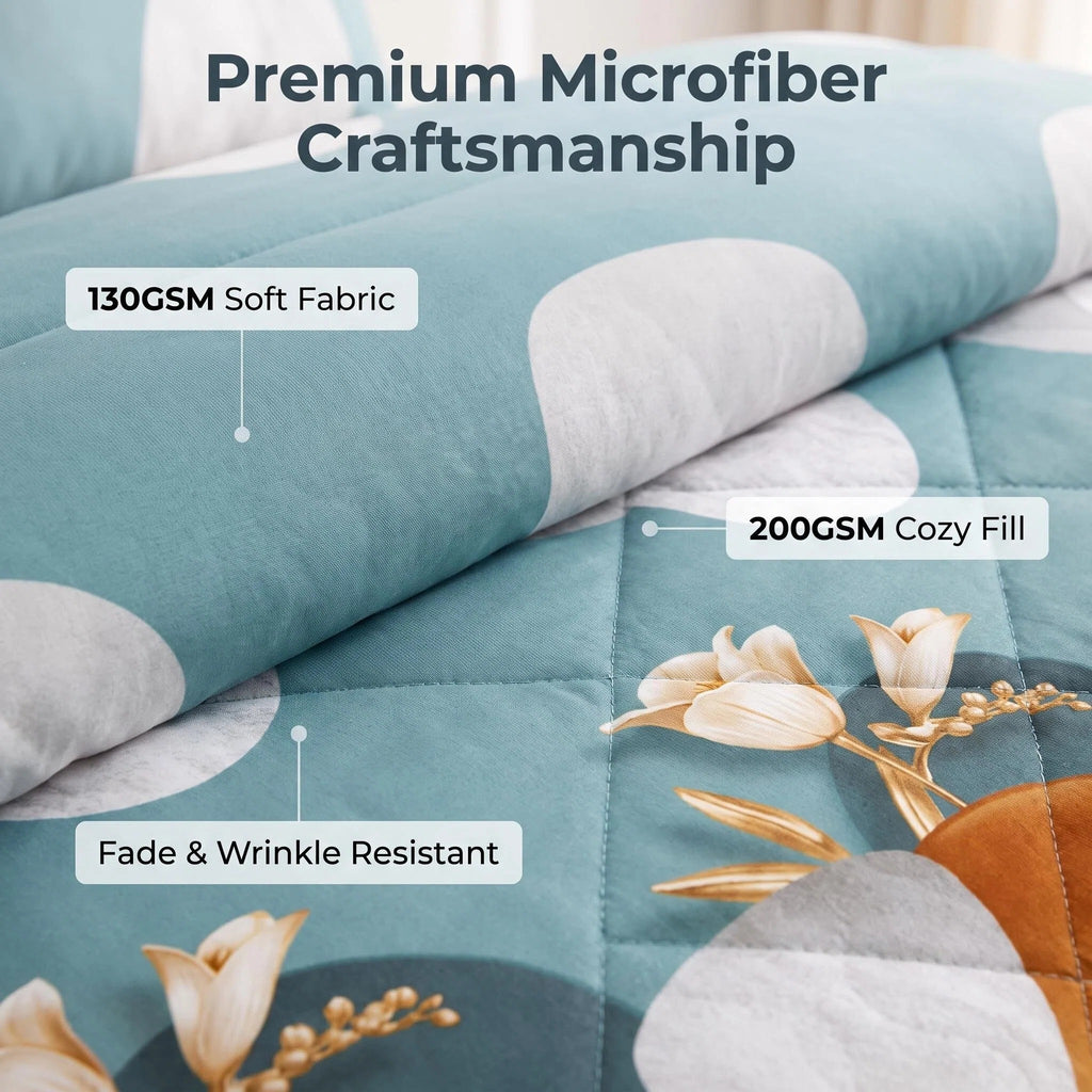 9-Piece Green Dot Quilted Bedspread And Curtain Set, Microfiber Bed