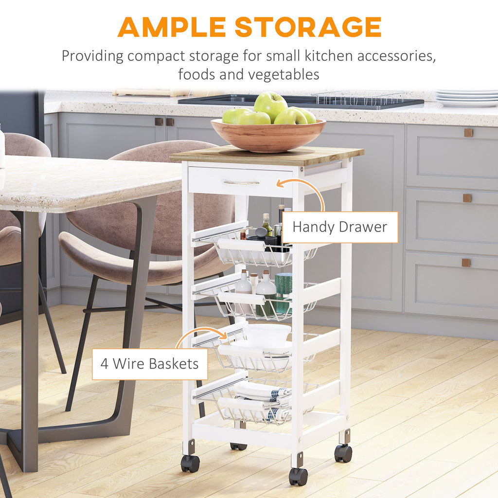 Mobile Kitchen Cart, Rolling Kitchen Island With Storage, Solid Wood