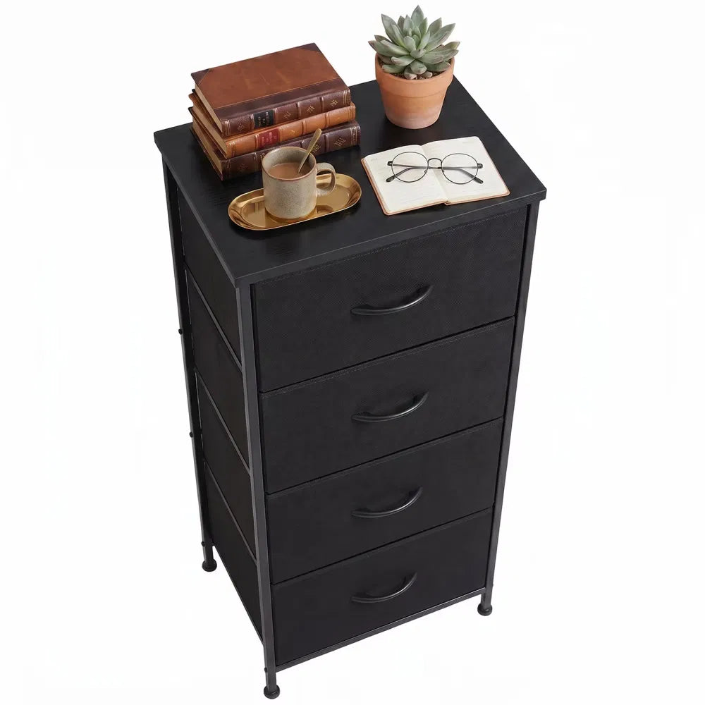 2/4-Drawer Dresser With Metal Frame & Wood Top, Fabricstorageorganizer