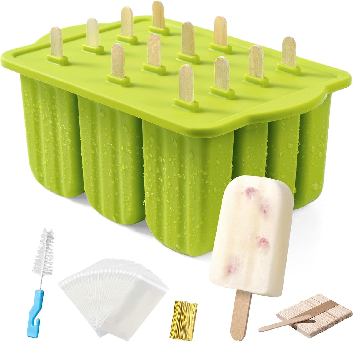Popsicle Moulds, Meetrue 12-piece Silicone Popsicle Mould Set - Easy