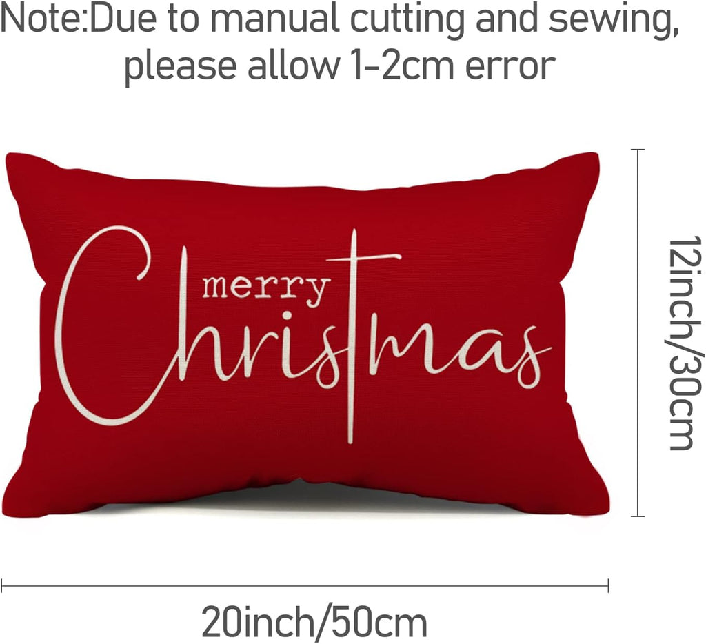 Christmas Pillow Cover, Merry Christmas Decorative Throw Pillow Case