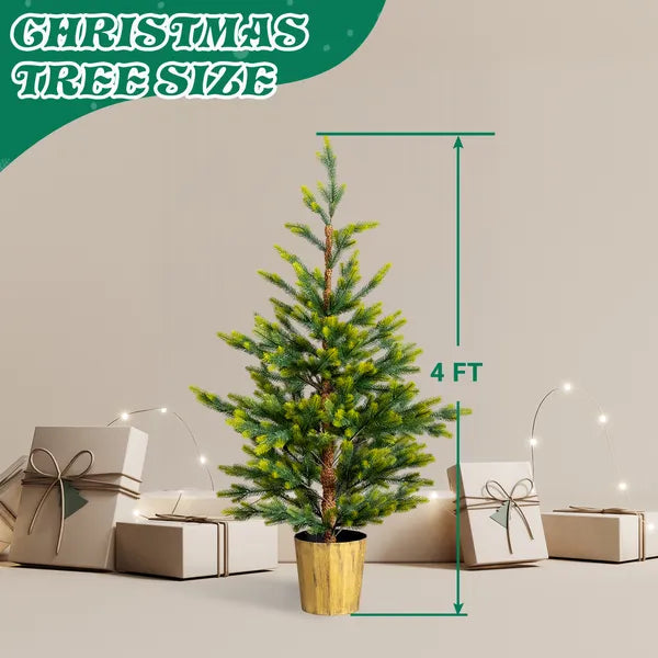 2 Pack 4 FT Dual Tone Artificial Christmas Tree With Pot Stand, Potted
