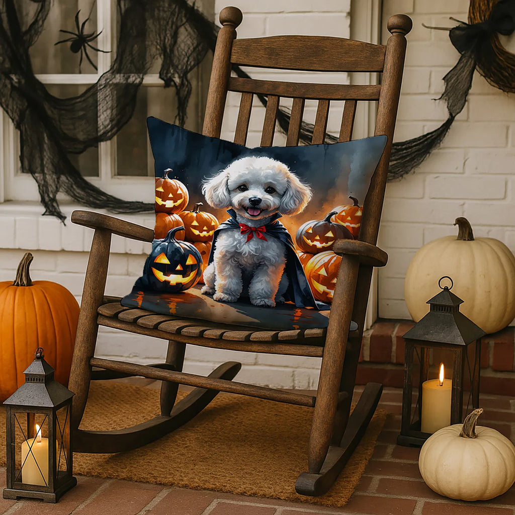 White Poodle Puppy Halloween Throw Pillow Machine Washable, Indoor
