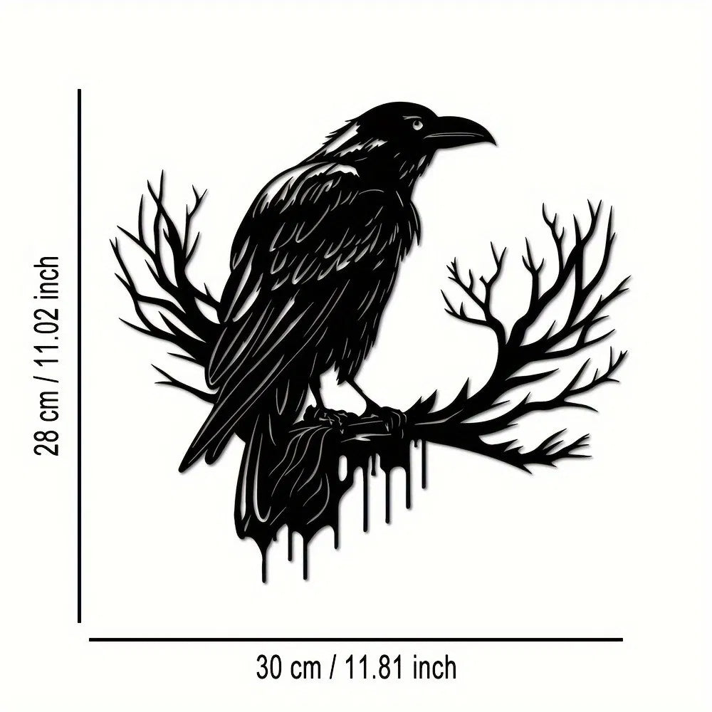 Gothic Black Metal Crow Wall Art Vintage Industrial Bird Silhouette