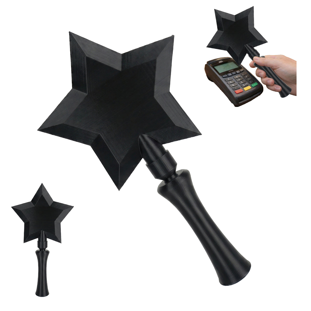 Star Wand Card Holder, 3D Printed Handheld Contactless Card Sleeve