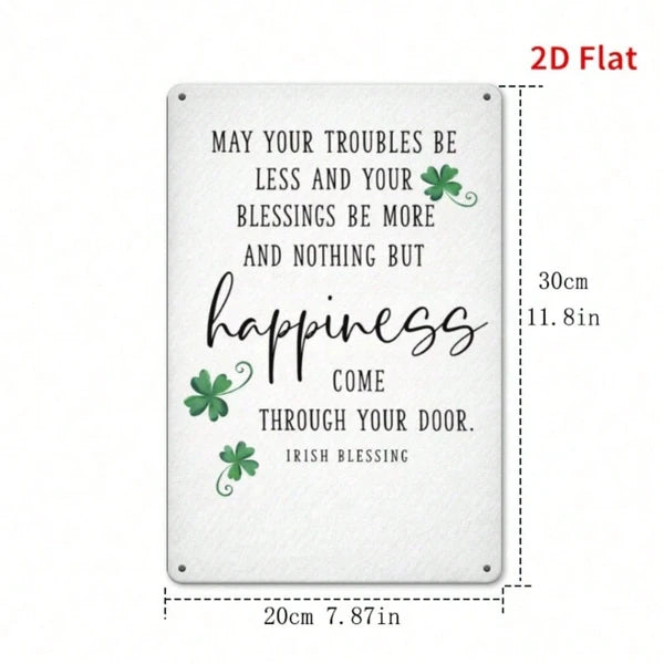 Green Leaves Blessing Metal Plaque Sign, Vintage Rustic 2D Flat Printed