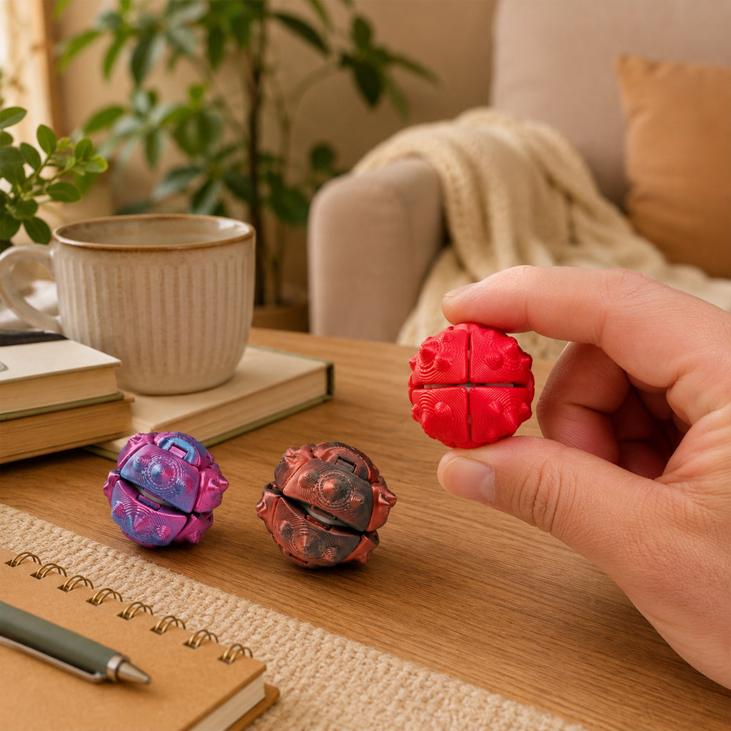 5PCS 3D Printed Textured Fidget Ball Set, Squeeze & Rebound Stress