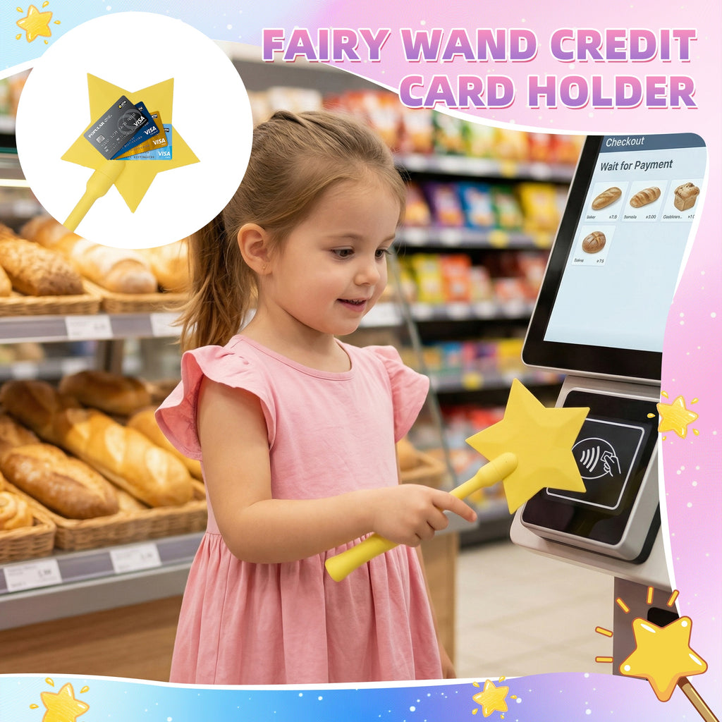 Star Magic Wand Credit Card Holder, Fantasy Star Shaped Card Display