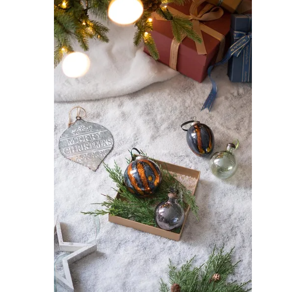3 X 3 X 4.3 Egg Christmas Ball Ornament, Glass Decorative Hanging Ball