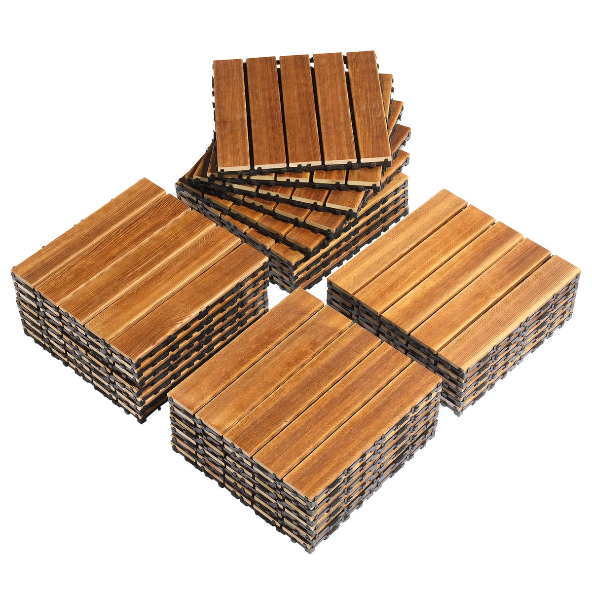 27pcs Wood Interlocking Deck Tiles 11.8"x11.8", Waterproof Flooring