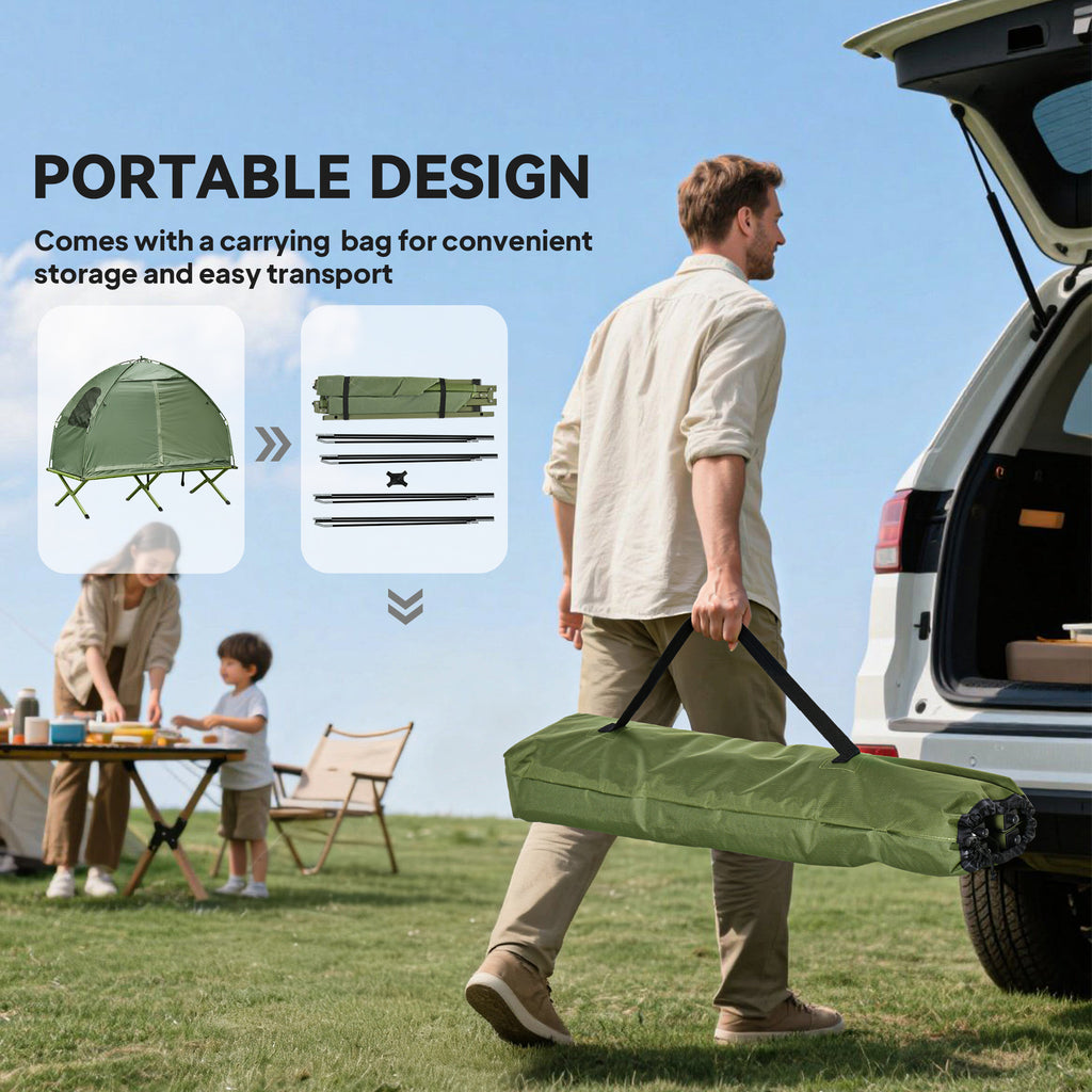Camping Tent Cot, Single Person Folding Cot Combo, Off-ground Tent