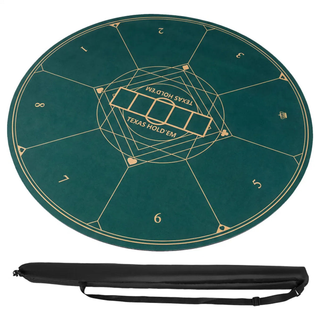 40" Round Foldable Poker Table Top Mat With Non-slip Rubber Base
