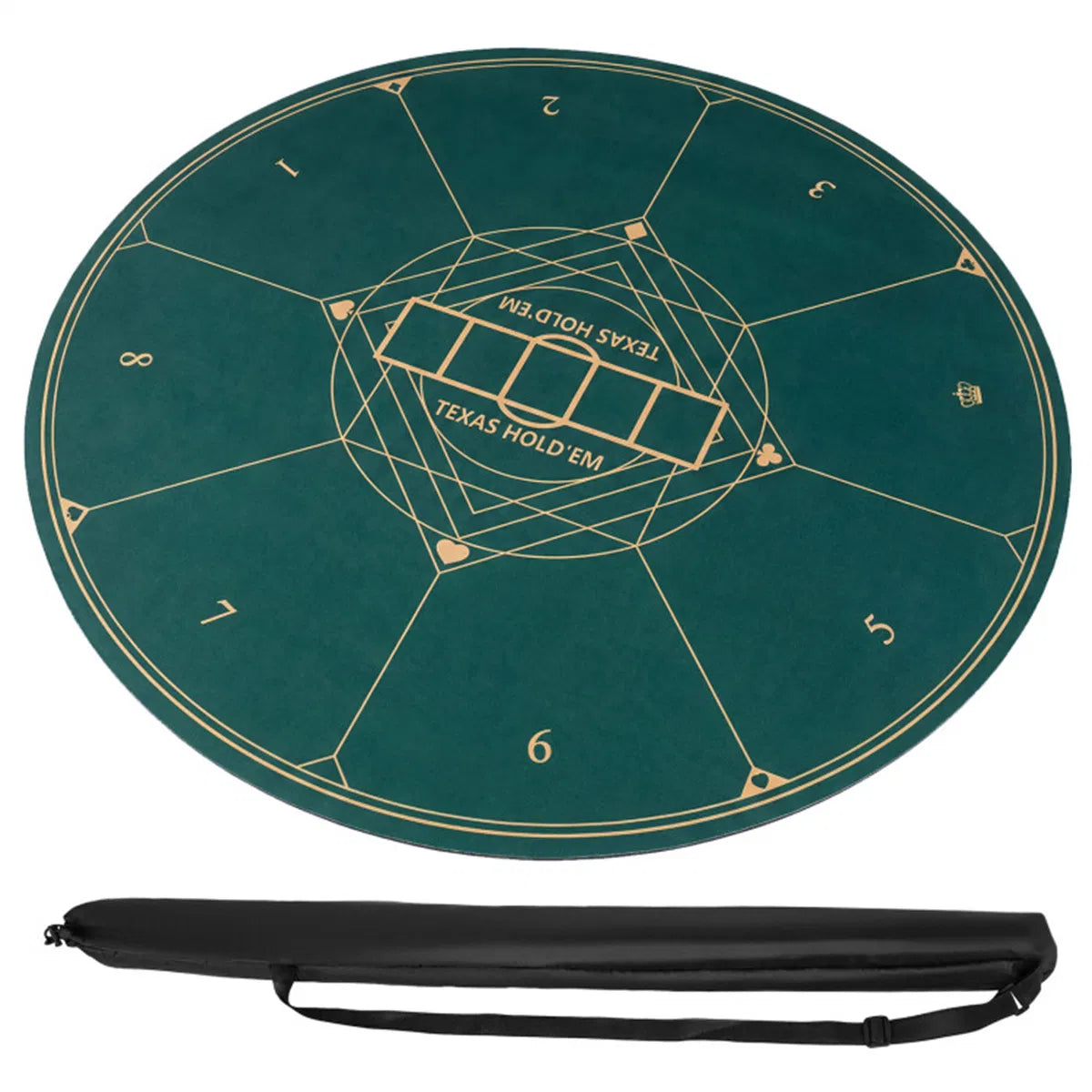 40" Round Foldable Poker Table Top Mat With Non-slip Rubber Base